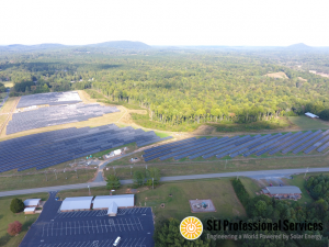Aerial Drone view of Spencer and Lowe Solar Arrays